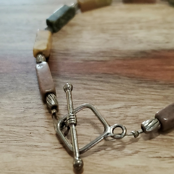 Natural Semi Precious Stone Beaded Bracelet Silver - Picture 4 of 5